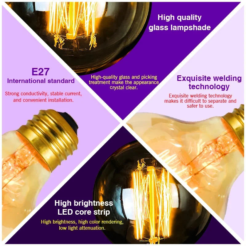 2-8pcs Dimmable Edison Light Bulb E27 40W 220V Retro Vintage Edison Bulb Incandescent Ampoule Bulbs Vintage Edison Lamp Light