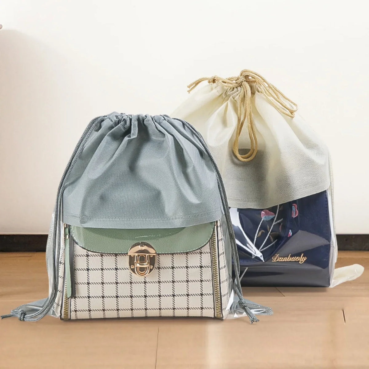 Dust Bag Handbag Moisture-proof Bundle Pocket Transparent Drawstring Storage Bag Dustproof Handbag Cover Bathroom