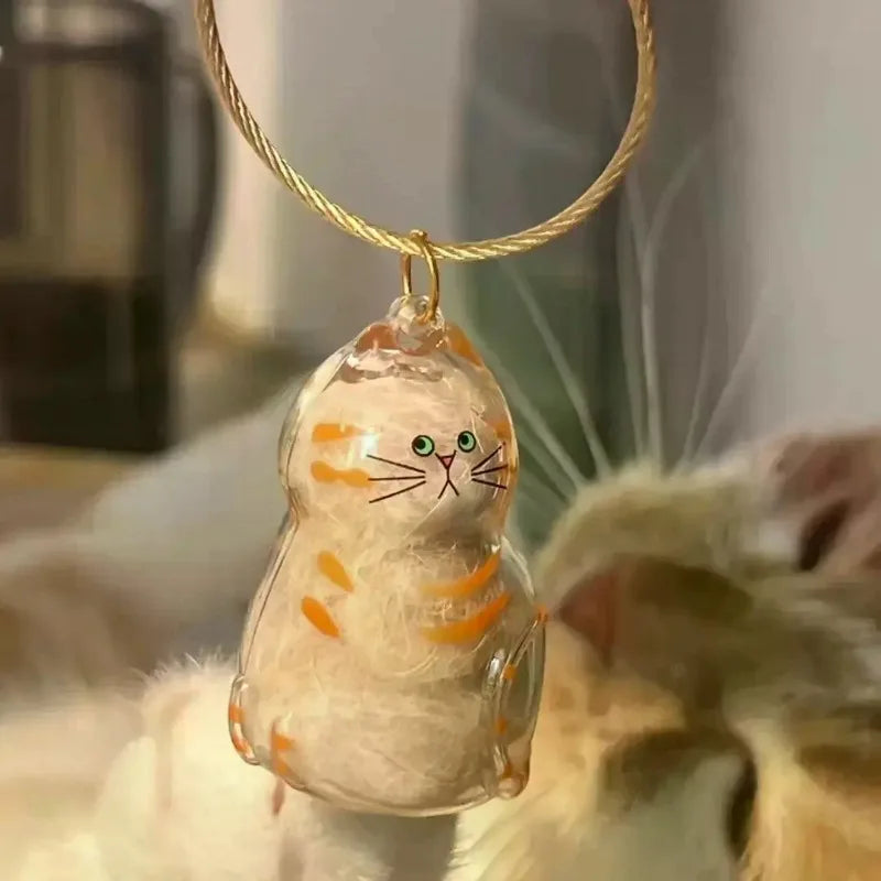 1-5PCS Pet Fur Memorial Keychain Cat Hair Keepsake Pendant for Backpack Purse Special Gift Idea for Cat Owners Lasting Souvenir