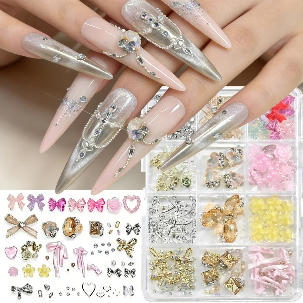 72Pcs 3D Crystal Jelly Soft Spotted Flower Nail Charms Transparent Leopard Lily Hibiscus Hawaiian Floral Nail Decor Nail Supplie