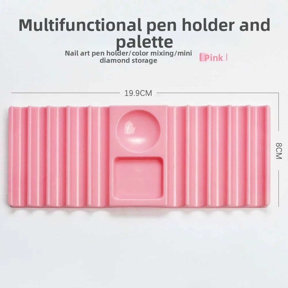 Multi-purpose Dual Form Holder 10-Compartment with Color Palette Nail Art Tools Holder Plastic Pen Stand for Nail Art Painting
