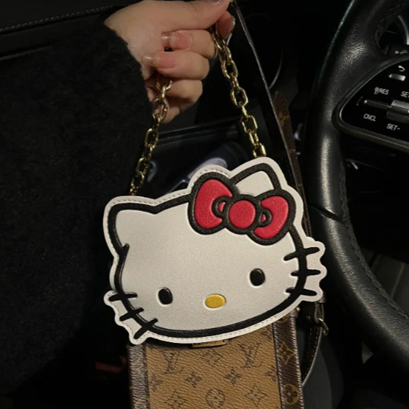 Sanrio PU Leather Creative Girl's Gift Hello Kitty Key Bag Pull Out Cartoon Cute Used for Electric Vehicle Car Key Storage Bag