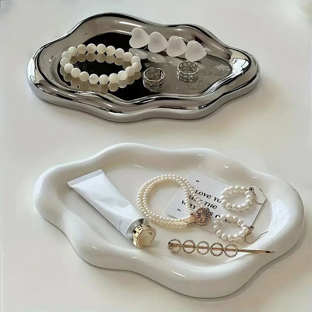 Simple Stylish Cloud Ceramic Jewelry Storage Tray Decorative For Jewelry Earrings Display Desktop Ornaments Gifts For Friends