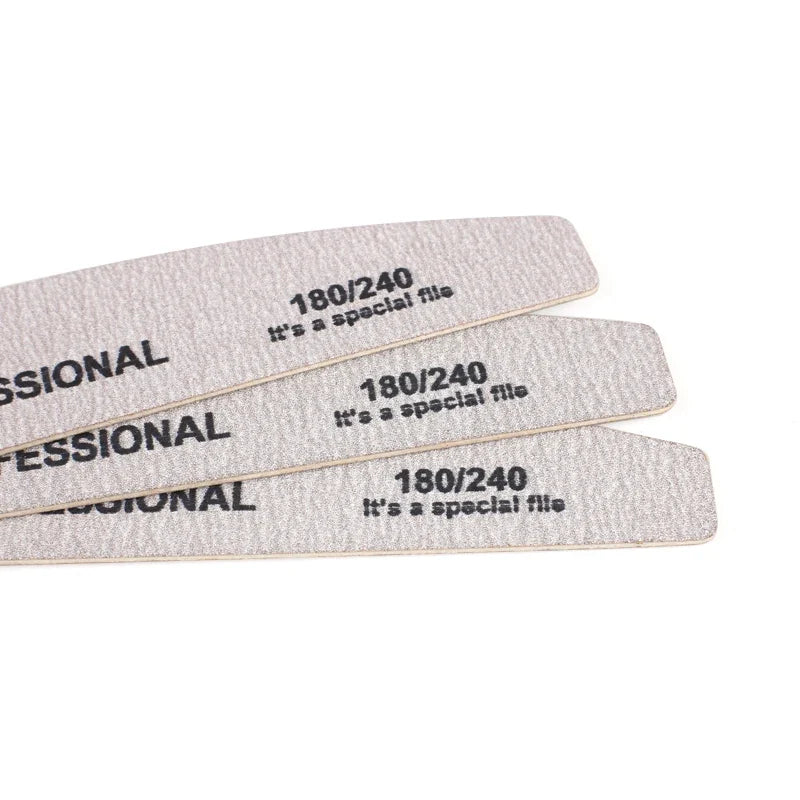 10pcs Wood Sandpaper Nail File 180/240 Professional Emery Board Manicure Buffer Grey Boat Double-sided Wooden Pedicure Buffers