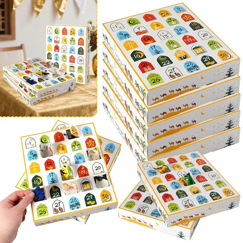1-10Pcs Eid Countdown Advent Calendar Gift Box DIY Assembled Ramadan Mubarak 30Days Digital Storage Case Empty Surprise Gift Box