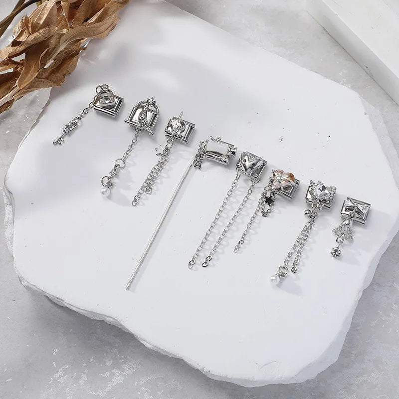 2026 Wholesale Love Heart Lock Bright Zircon Long Pendant Italian Charm Links Fit 9mm Stainless Steel Bracelet DIY Making Gifts