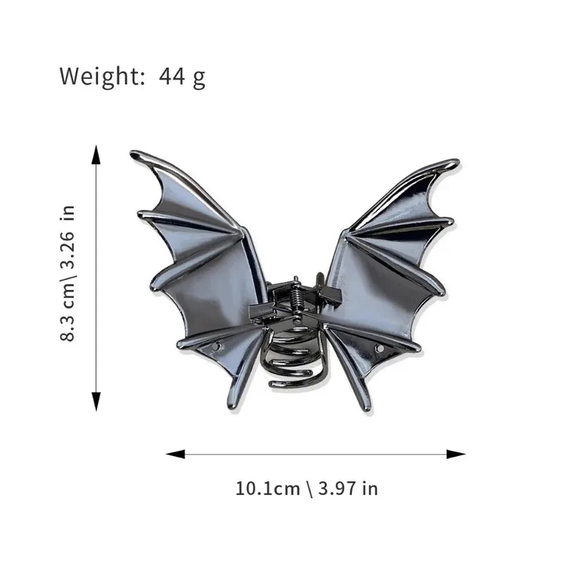 Halloween Alloy Bat Hair Claw Clips Y2K Gothic Style Metal Shark Clamp Girls Holiday Hair Accessories