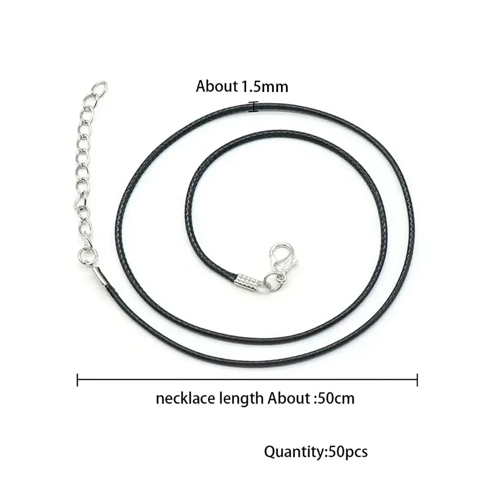 50-100Pcs Leather Necklace Chains Bracelet Cord Clasps for Pendants, Bulk Waxed Rope Necklace String, Jewelry Making Supplies