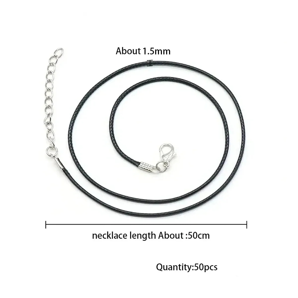 50-100Pcs Leather Necklace Chains Bracelet Cord Clasps for Pendants, Bulk Waxed Rope Necklace String, Jewelry Making Supplies