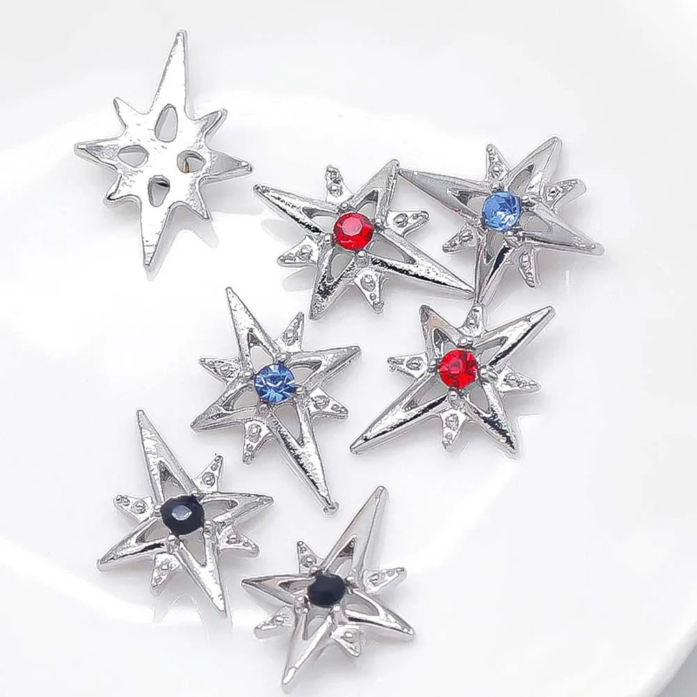 10Pcs Alloy Moon Star Surrounding Planets Nail Art Charms Luxury Punk Starlight Jewelry Accessories For Manicure Nail Decoration