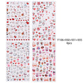4pcs Valentine's Day Nails Stickers Cute Cartoon Love Heart Line Sliders for Nail DIY Design Self Adhesive Decals Manicure Decor