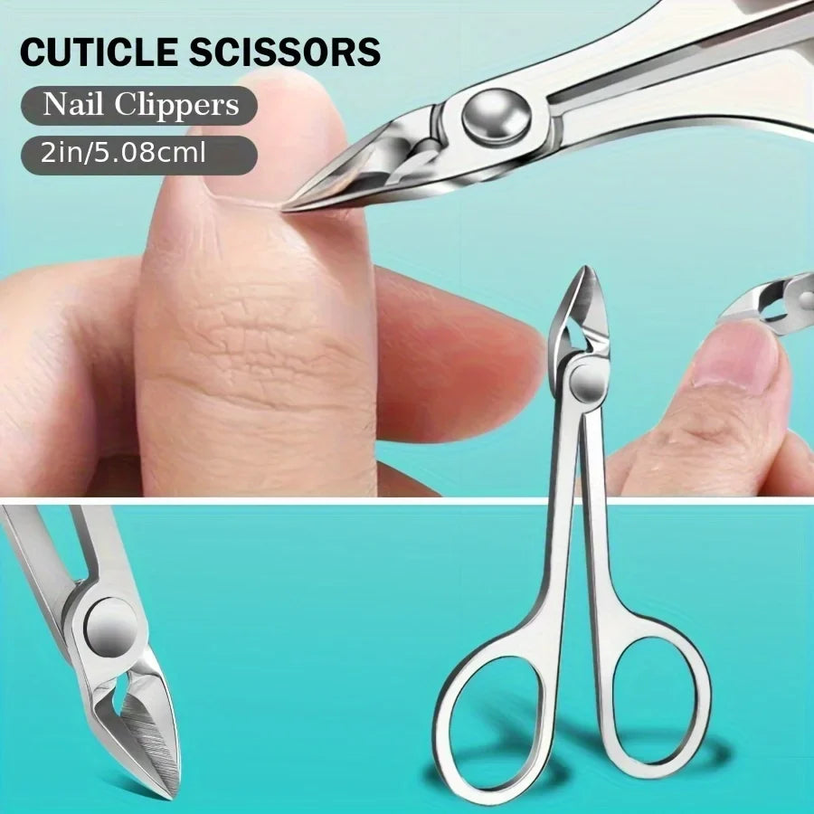 Stainless Steel Cuticle Scissors Nail Clippers Portable Multifunctional Tool for Manicure and Pedicure Trimmer Ingrown Tool