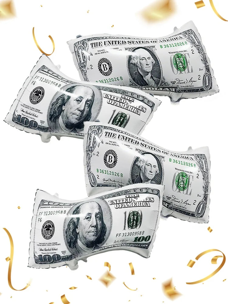 2/4pcs Money Banknote Balloons, Large Size Dollar Counterfeit Reusable Balloons, for Birthday Decoration, Dollar Bill Party Ball