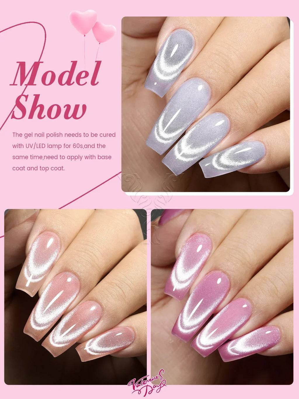 YOKEFELLOW Magnetic Gel Nail Polish Amour de Cristal Gel Polish Reflective Cat Eye Gel for Nail Art Manicure DIY Valentine's Day