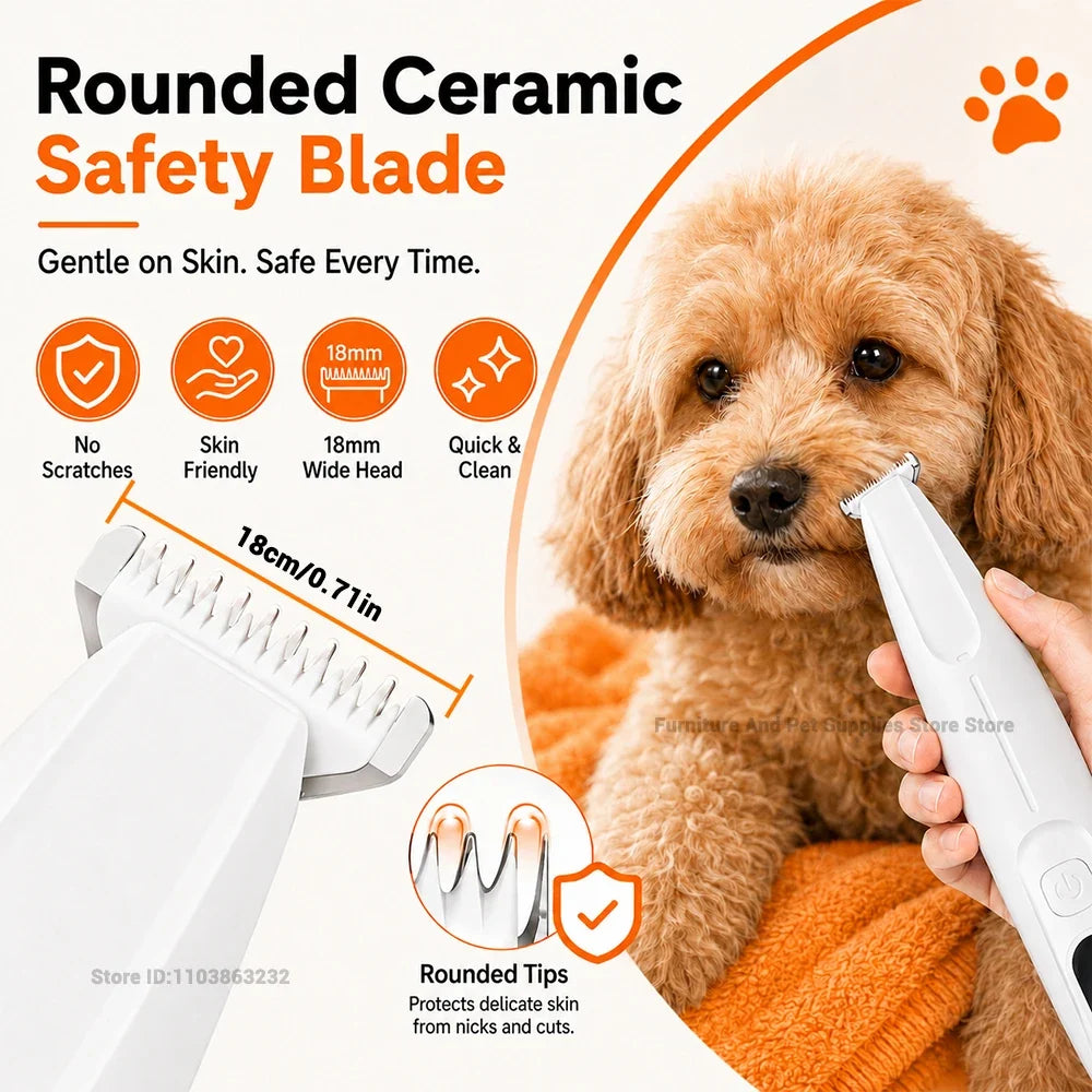 Pet Dog Electric Beauty Trimmer Waterproof Pet Foot Hair LED/UV Light Trimmer Low Noise Cat Dog Face Foot Ear Hip Claw Shaver