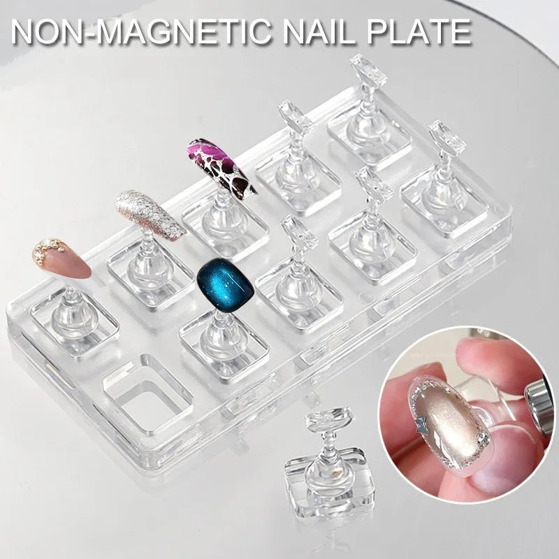 5/10pcs Transparent Nail Stand Non-Magnetic False Nails Holder Press on Nail Display Rack Acrylic Nail Training/Painting Tools