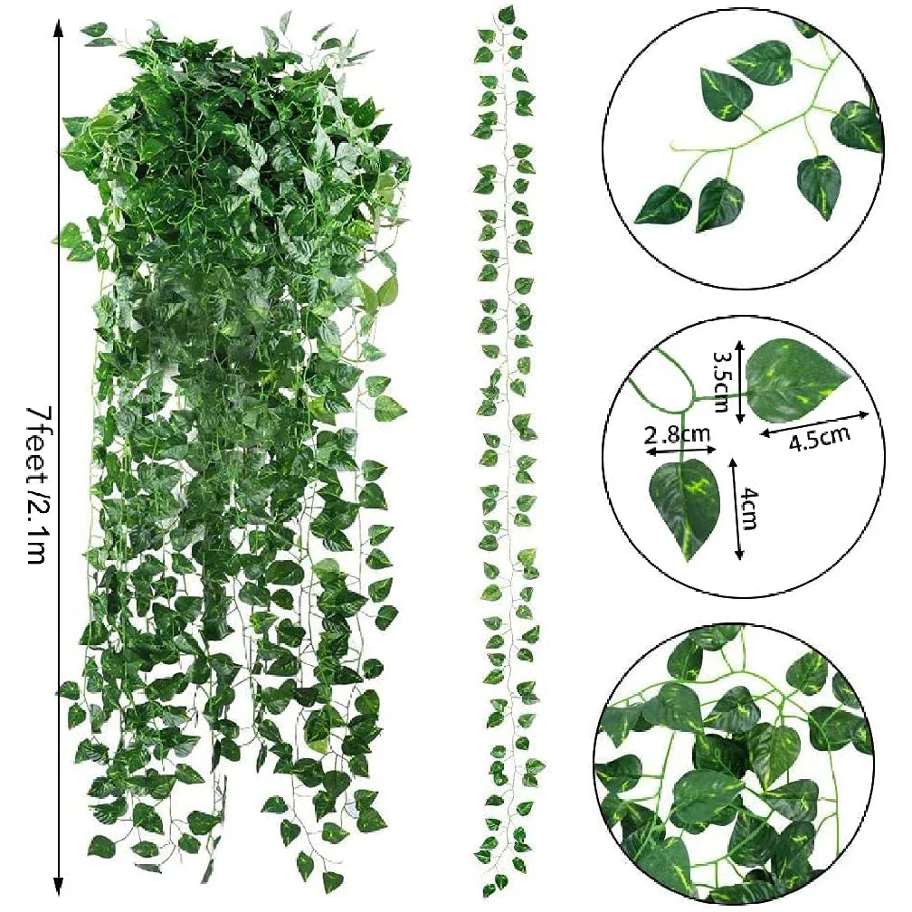 1/3/6/12pcs,Realistic Artificial Ivy Leaves Garland - Artificial Plants & Greenery for Weddings, Parties, Home Decor