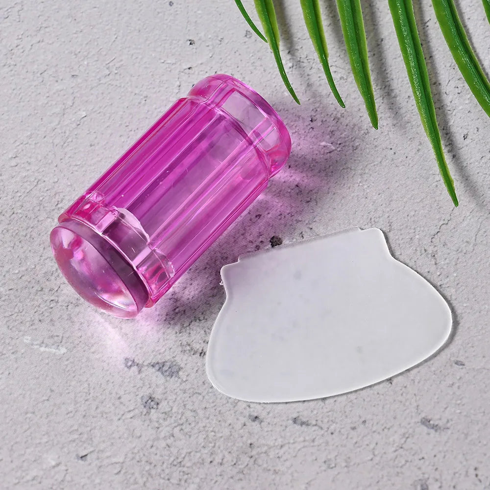 Nail Stamper with Scraper Jelly Silicone Head Stamp for French Nails Manicuring Kits Polish Stencil Nail Art Stamping Tool
