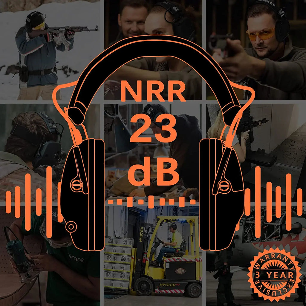 ZOHAN Electronic Shooting Earmuffs Active Noise Cancelling Ear Protectors Hearing Protection Gear NRR 23dB for Range Hunting