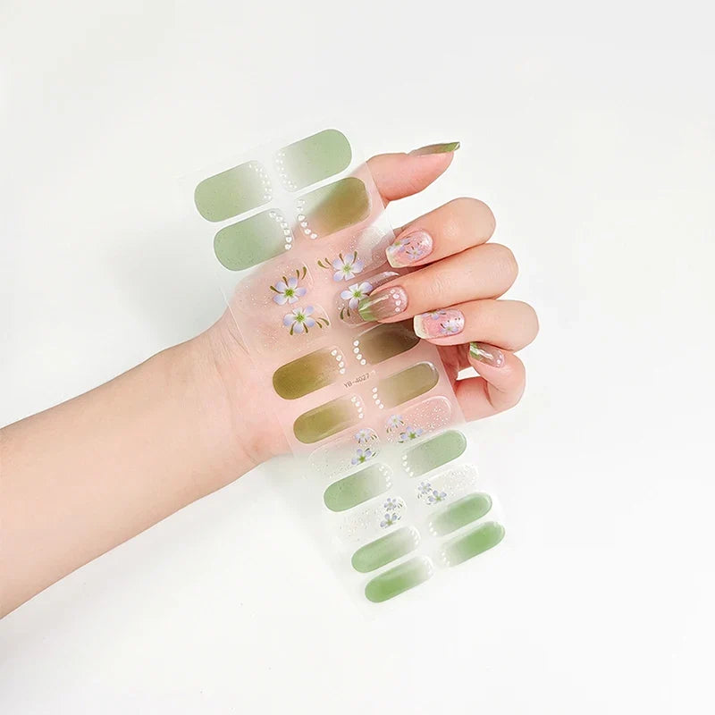DIY Full Cover Nail Stickers Fashion Nail Decoration Glitter Self Adhesive Manicure Designer Nail Art Stickers Long-Lasting