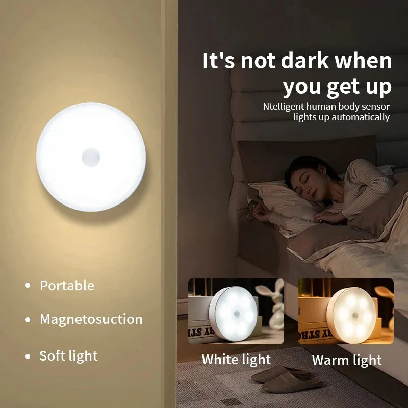 HPH LED Motion Sensor Light 3PCS USB Rechargeable Night Light for Kitchen Cabinet Wardrobe Staircase Closet Wireless Light