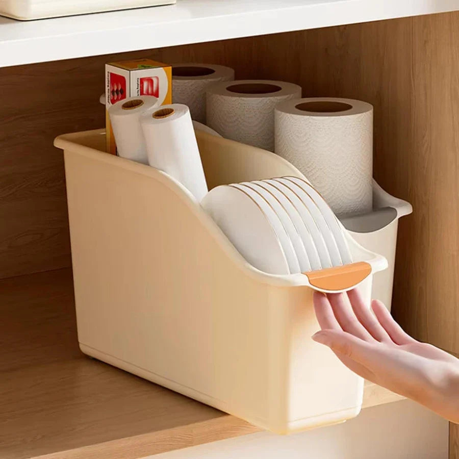2/3pcs Plastic Under Sink Organizer with Wheels, Bottle Organization Bins Kitchen Cabinet Organizers Plastic Basket for Under