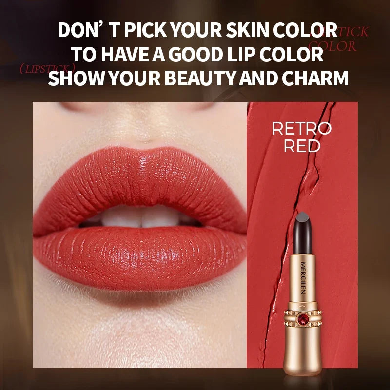 Mercilen 5-Color Obsidian Secret Realm Long-Lasting Color Fixing Essence Lipstick, Moisturizing Lip Balm, Long-Lasting, Waterproof, Smooth, Non-Sticky, No Residue, Suitable for All Skin Tones, Suitable for Casual Wear, Specia