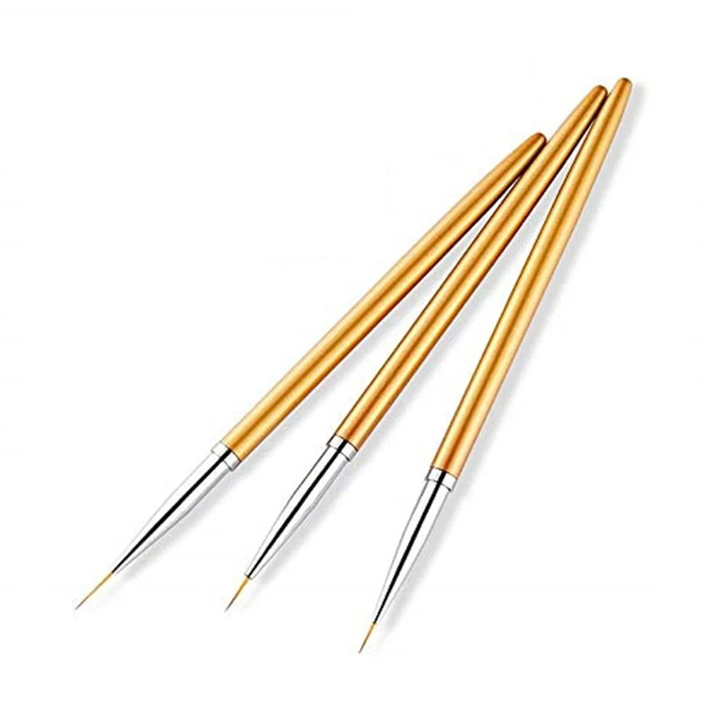 3Pcs DIY Nail Drawing Pen – Acrylic French Stripe Liner Brush for 3D Tips, Lines & Stripes, UV Gel Painting Tool