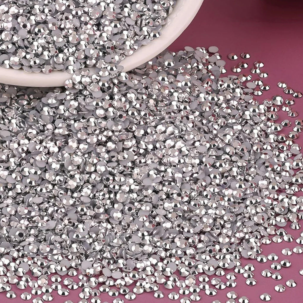 Silvery Flatback Resin Jelly Rhinestones 2mm 3mm 4mm 5mm 6mm Drill Faux Gems Bead for Crafts DIY Nail Art Charms Supplies