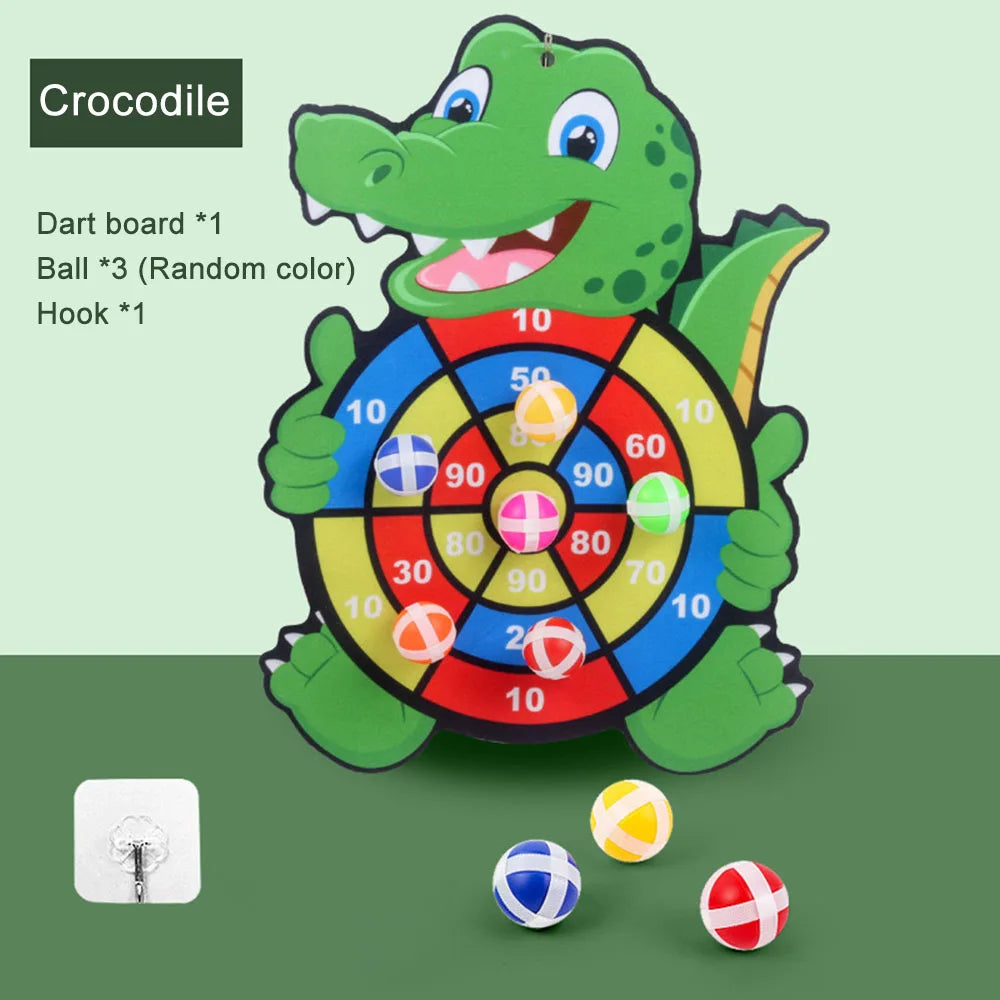 Dart Board for Kids with 3 Sticky Balls Indoor Outdoor Sport Party Games Cartoon Animal Dart Board Toys Christmas Gift