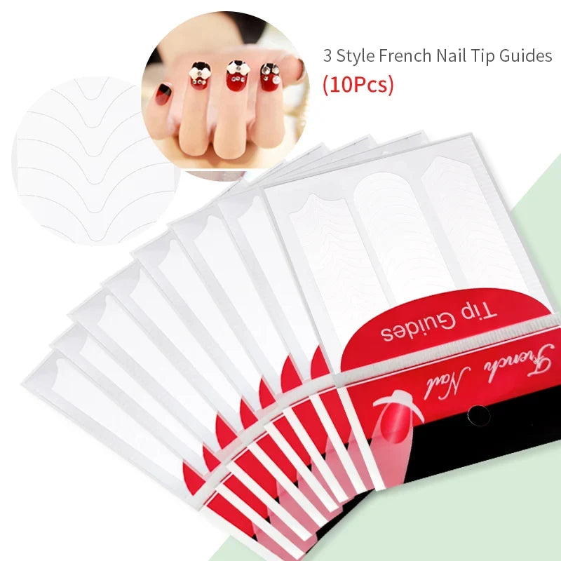 French Tip Manicure Stickers 10/50/100PCS Nail Art Guide Strips French Line Self-Adhesive DIY Nail Decals Fringe Designs