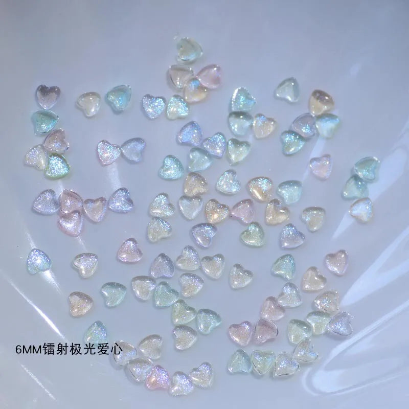 50pcs Kawaii Accessories Resin Nail Art Charms Cartoon Heart Nail Decorations Mixed Size Bulk Manicure Rhinestones Jewelry DIY