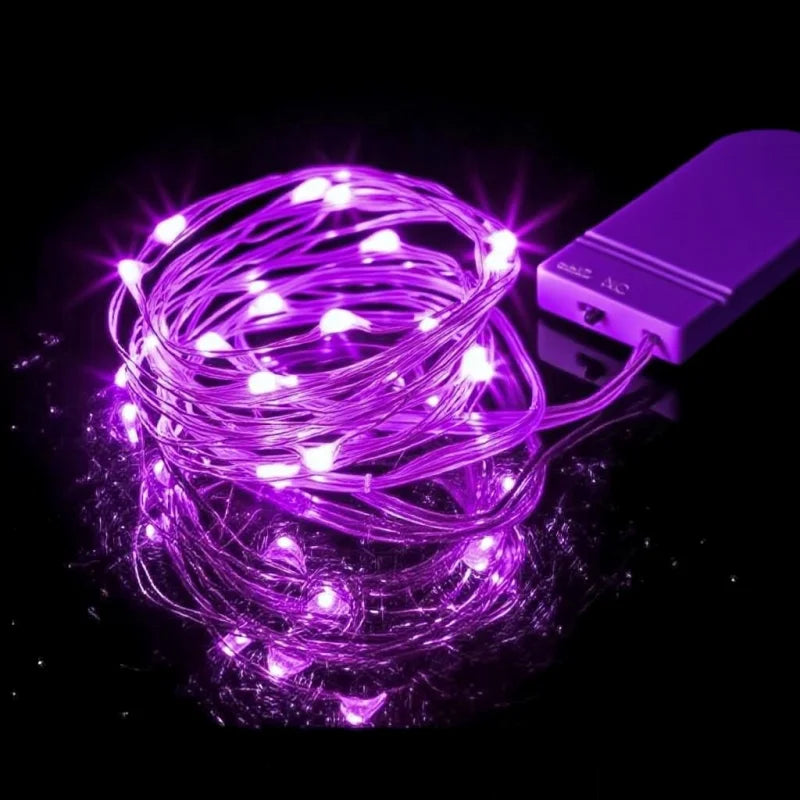 LED Fairy Lights Battery Operated String Lights Waterproof Silver Wire Firefly Starry Lights  Wedding Party Xmas Christmas Decor
