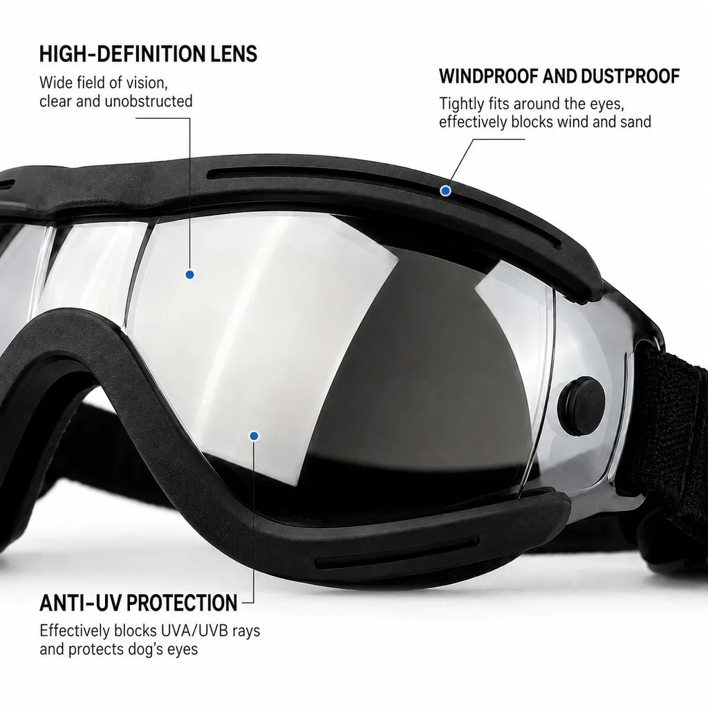 Pet Adjustable Dog Goggles Sunglasses Anti-UV Sun Glasses Eye Wear Protection Black Widely Used Dog Sunglasses Pet Dog Supplies