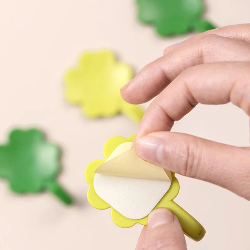 4pcs/Set Four-Leaf Clover Self-Adhesive Hook Easy-Install Transparent Wall Hook Reusable Hanging Hook For Office