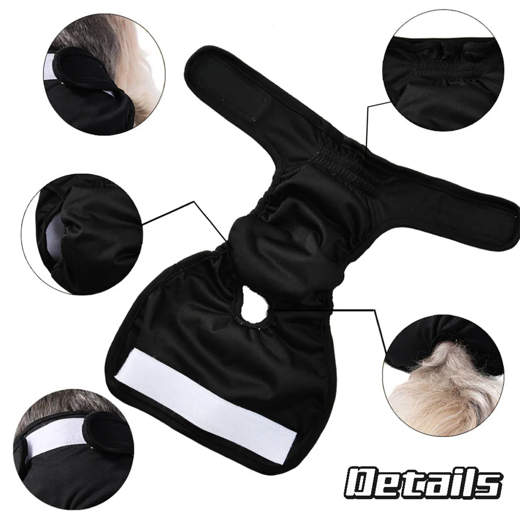 3pcs Washable Female Dog Diaper for Small Medium Dogs Adjustable Pet Physiological Pant Reusable Leakproof Pets  Diapers Sets