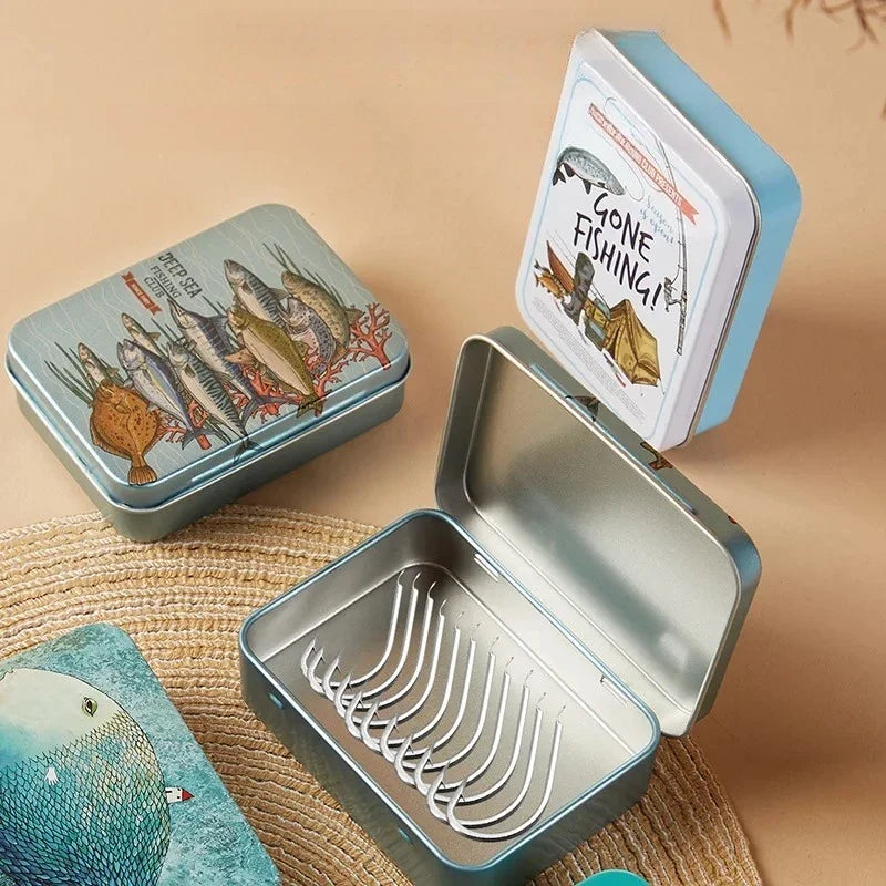 Cartoon Rectangular Tin Tobacco Flip Cover Case Small Card Fishing Tool Storage Box Packaging Iron Box Hairpin Jewelry Metal Box