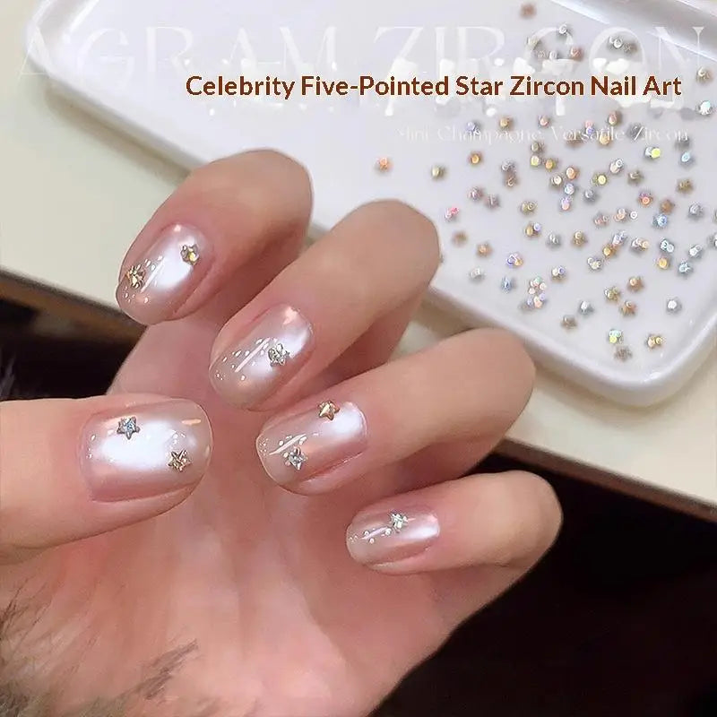 50Pcs Star Zircon Nail Rhinestones Sparkle 3D Nail Rivets Flat Bottom Nail Art Charms DIY Manicure Decoration Parts