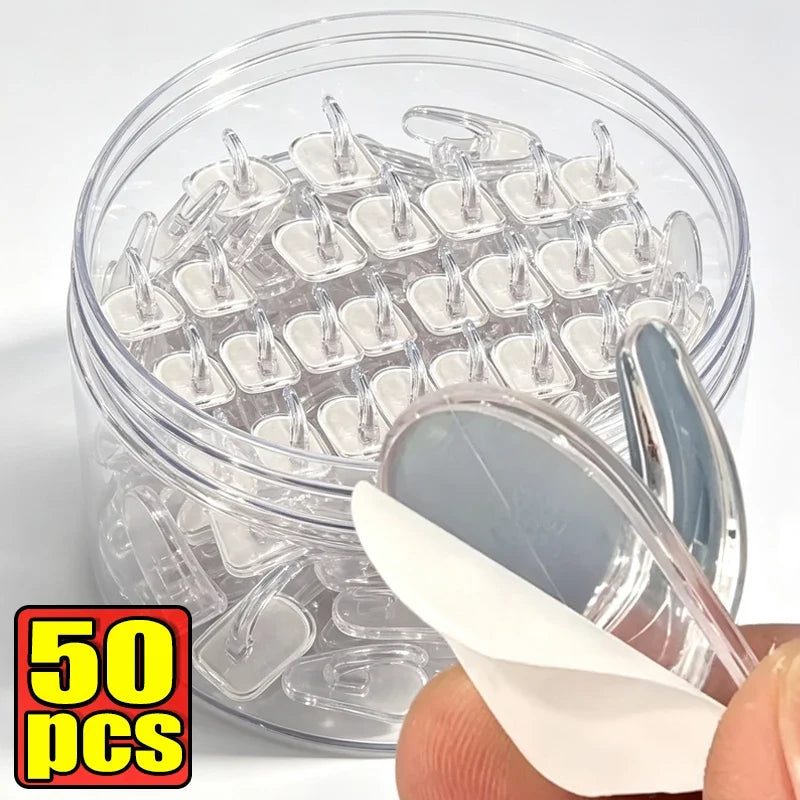 Mini Transparent Hooks Self-Adhesive Wall Hooks Heavy Duty Sticky Hangers Multi-Purpose Home Kitchen Bathroom Storage Organizer