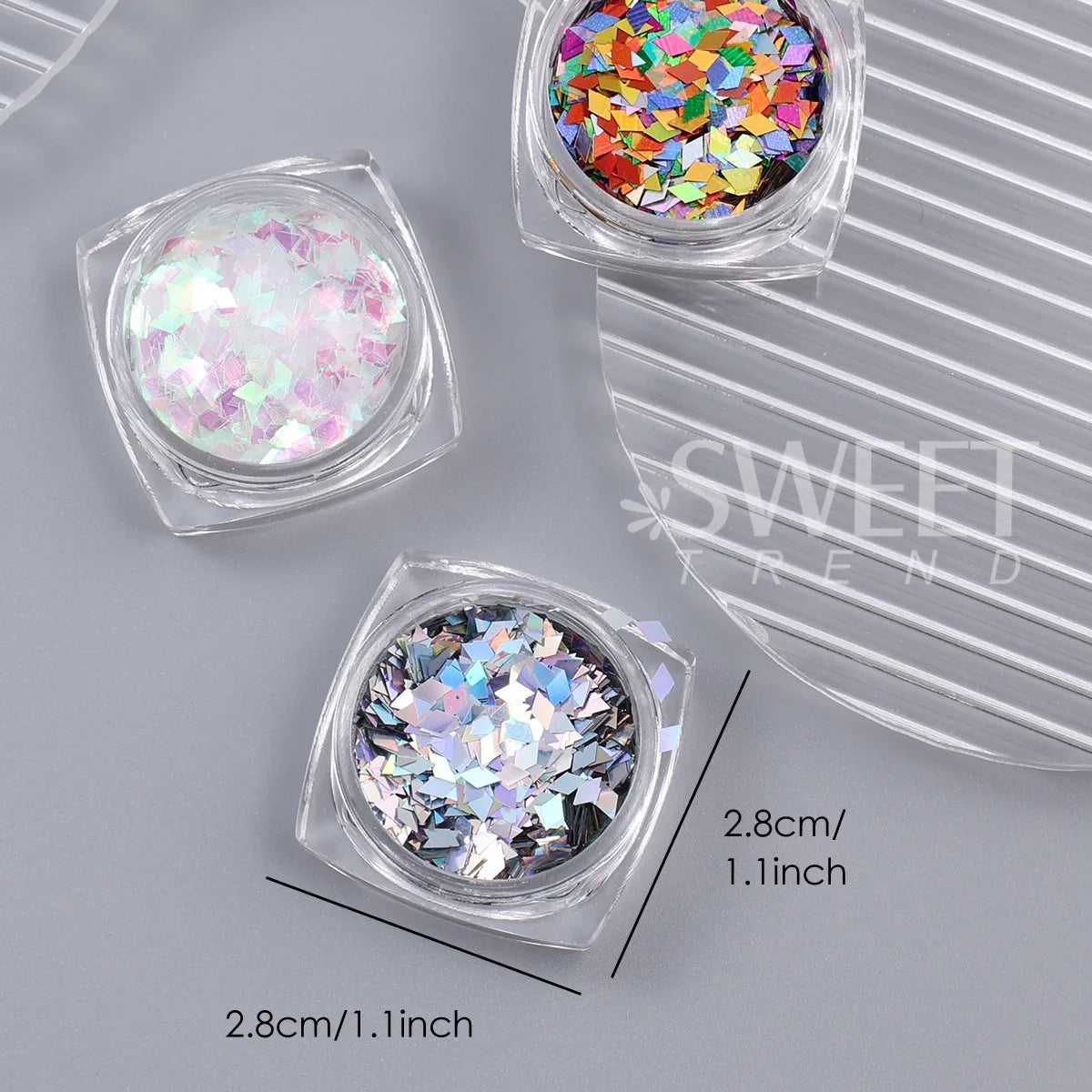 3pcs Rhombic Nail Glitter Flakes Laser Silvery Diamond Shape Sequins For Nails AB Colorful Chunky Sparkly DIY Manicure Accessory
