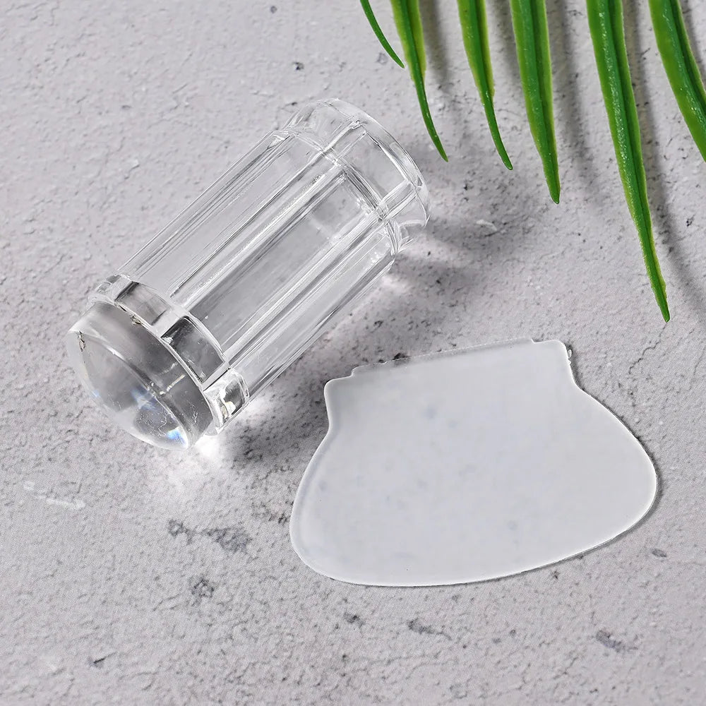 Nail Stamper with Scraper Jelly Silicone Head Stamp for French Nails Manicuring Kits Polish Stencil Nail Art Stamping Tool