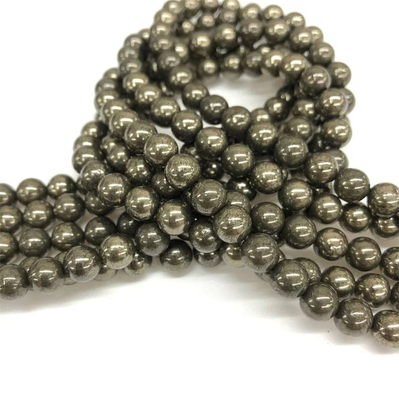 Natural Pyrite Beads Round Loose Spacer Stone Bead for Jewelry Making Supplies DIY Energy Healing Bracelets Accessory