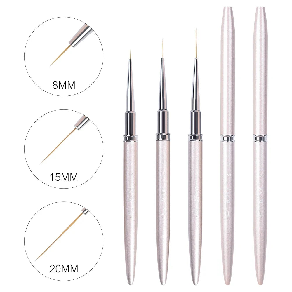 KADS Gel Liner Nail Art Brush 8/15/20mm 100% Kolinsky French Stripe Thin Pincel Liner Nails Brush DIY Drawing Painting Pen