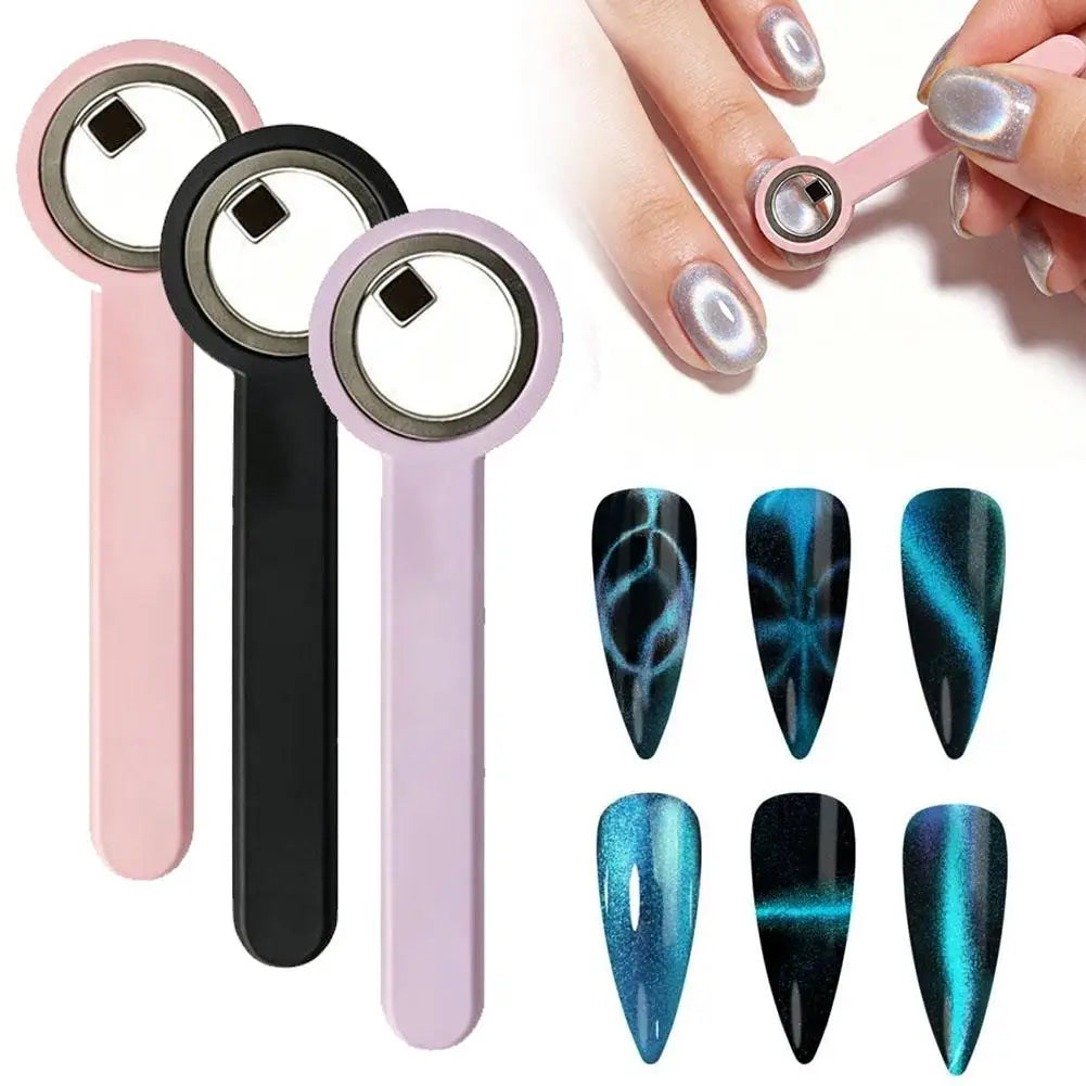 1PCS Circular Cat-Eye Nail Magnet Tool, Powerful Magnetic Ring Design with Ergonomic Handle for Hollow Circle Nail Art