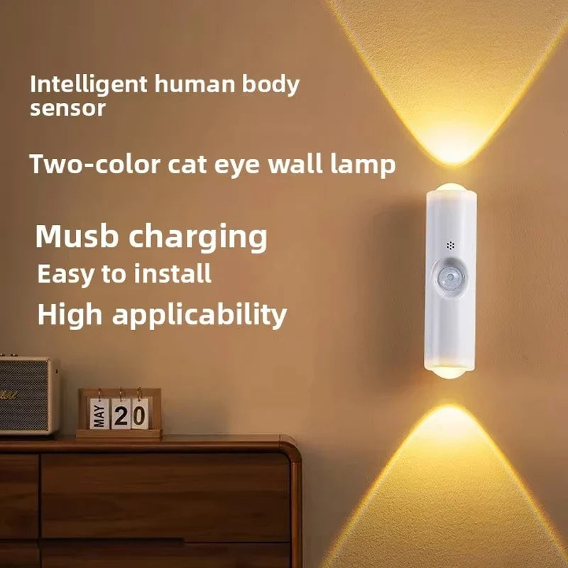 LED Motion Sensor Night Light, USB-C Rechargeable Adjustable Wall Light, Wireless Stick-On Lamp for Bedroom Hallway Closet