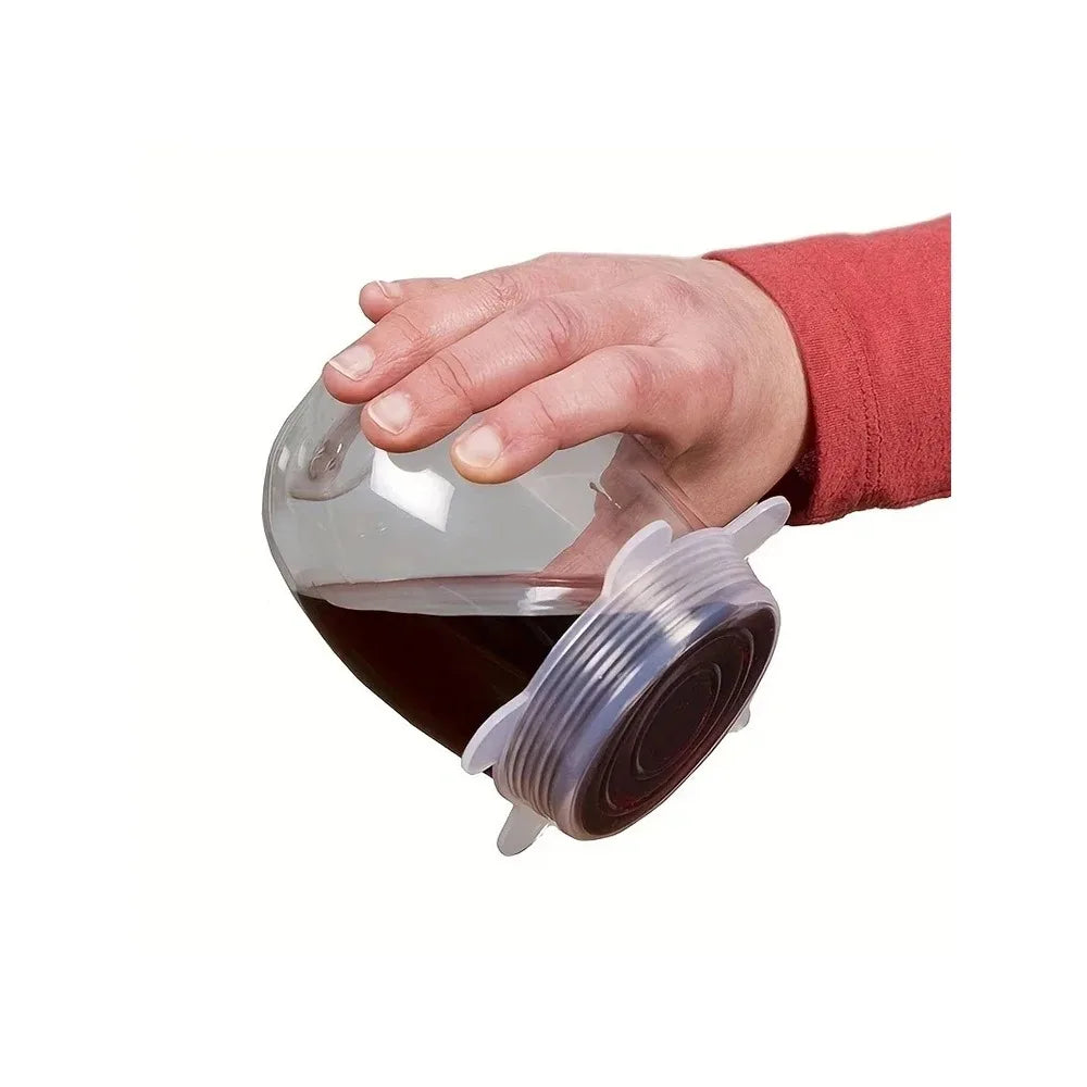 6Pcs/Set Transparent Silicone Kitchen Utensils Fresh-keeping Stretch Universal Bowl Cover Refrigerator Microwave Oven Sealed