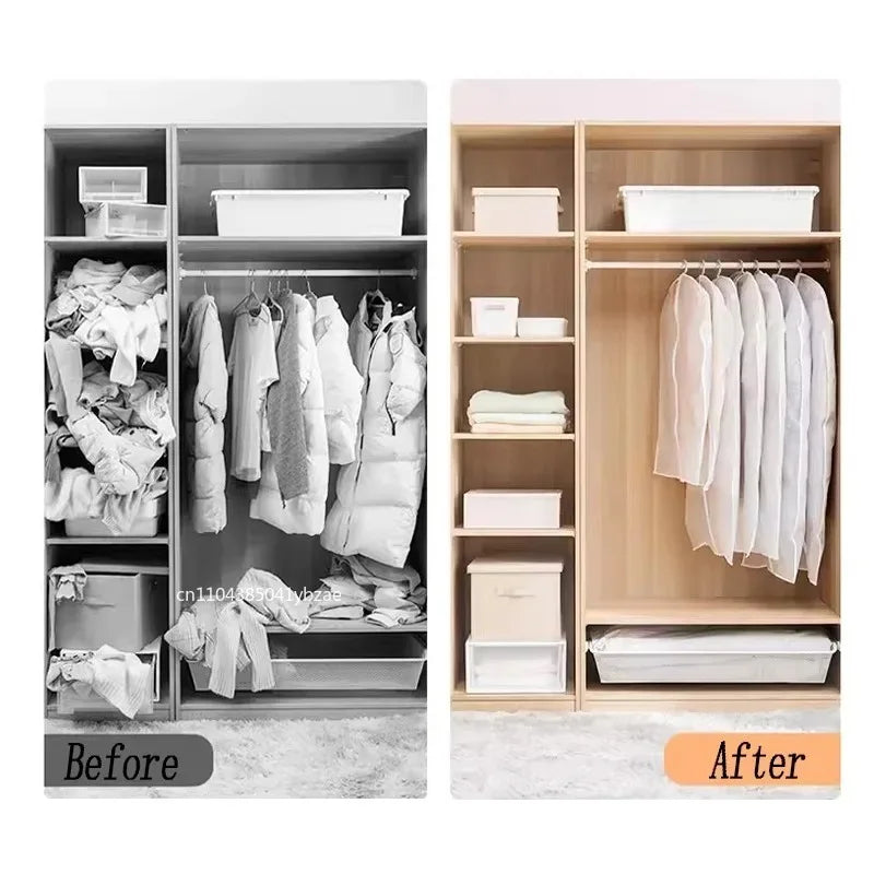 Clear Garment Bags for Hanging Clothes, Suit Bags for Closet Storage, Plastic Dustproof Suit Cover Bags, Clothes Bag with Zipper
