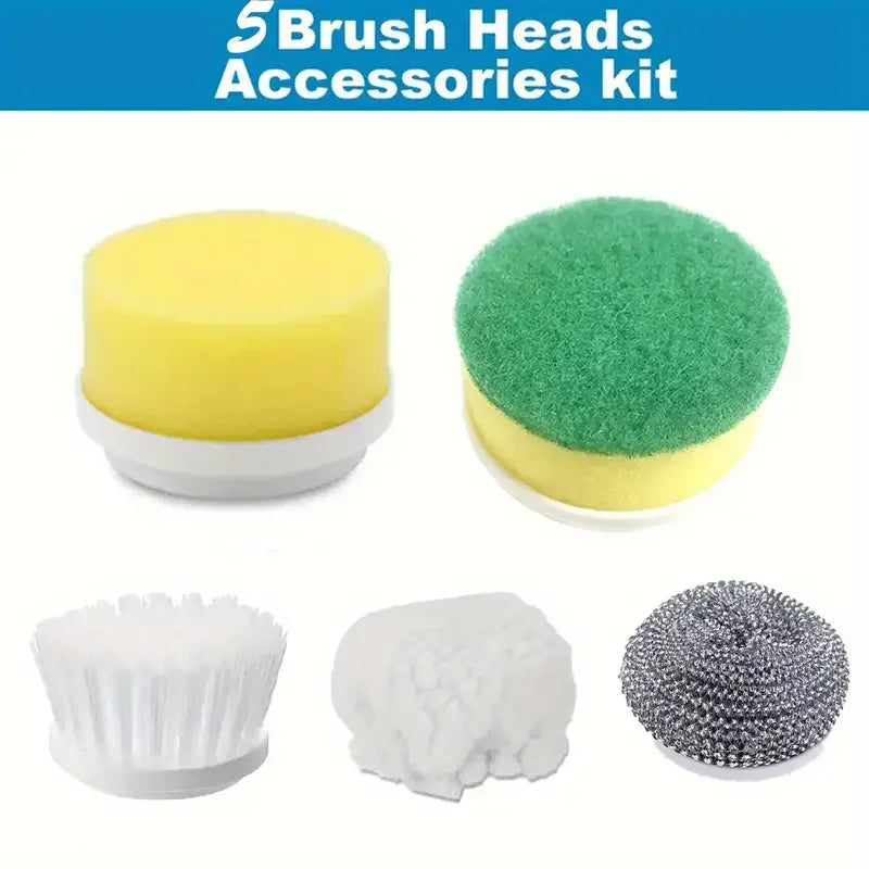 5pcs Replaceable Brush Heads Accessories Kit For Electric Spin Scrubber, Cleaning Accessories, Cleaning Supplies