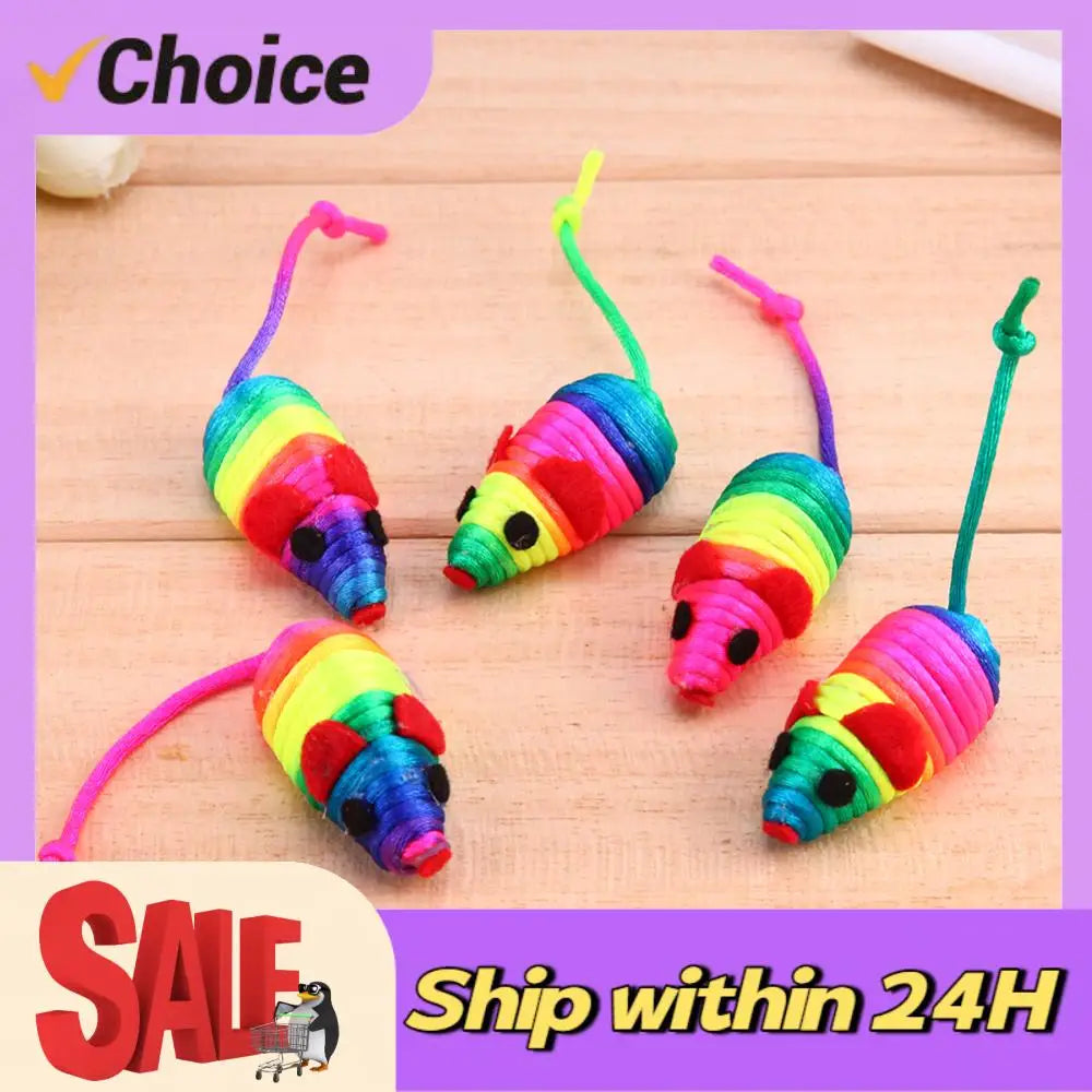 5pcs False Mouse Cat Toy Tear Resist Multicolor Mouse Cat Toys Reusable Mini Rope Mouse Toy for Pet Training Accessories Tool