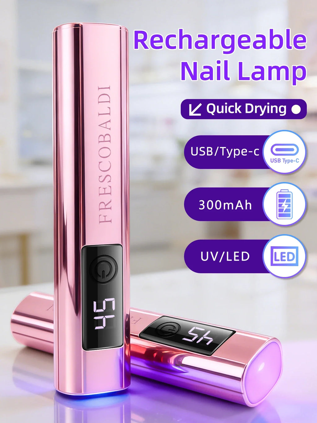 1Pc Mini On-Screen Display Handheld Nail Art UV Lamp For Gel Nails, Mini Nail Light, Portable LED Nail Lamp, USB Nail Dryer